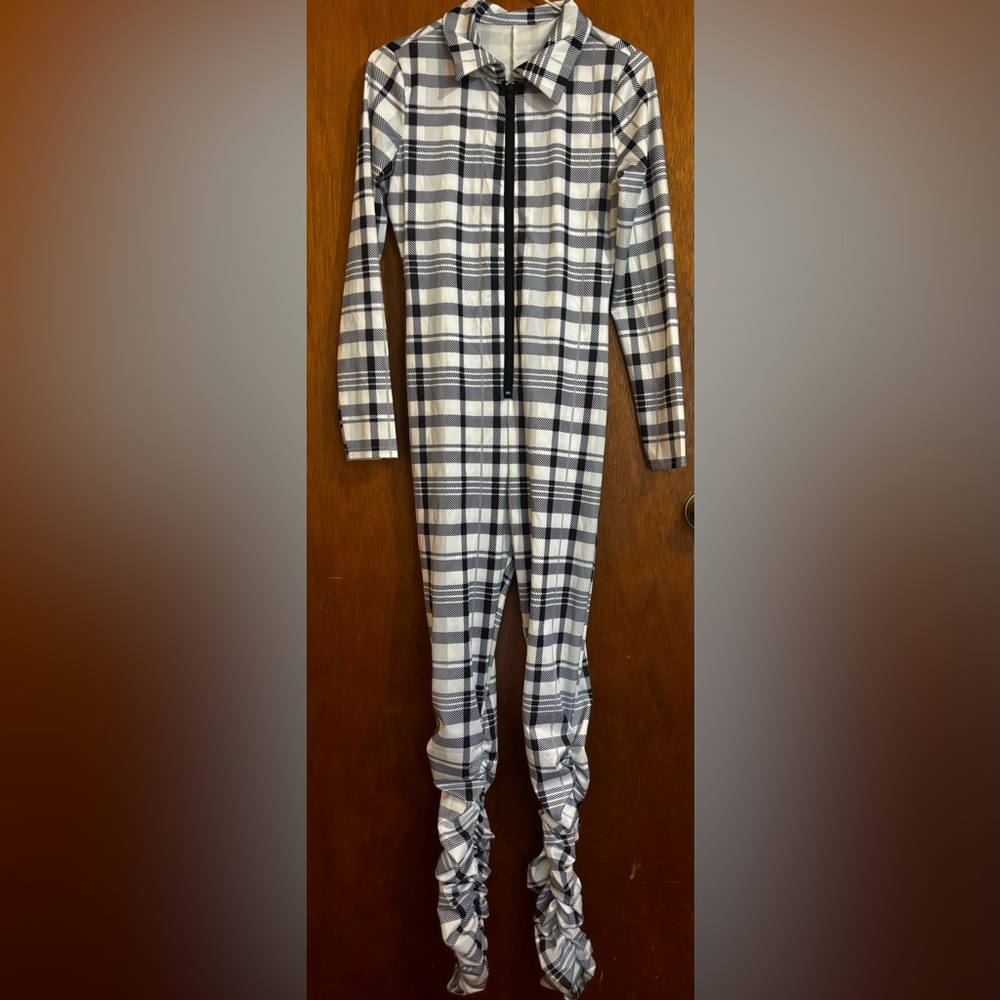 Plaid Onesie Ruffeled Ends
